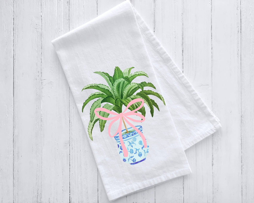 Potted Palm with Bow Kitchen Towel