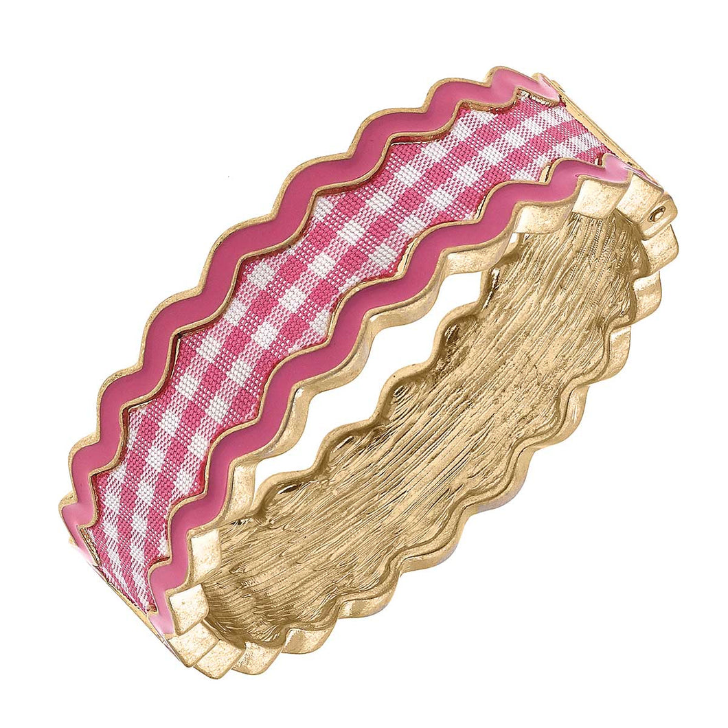 Annalise Gingham Statement Bangle in Pink