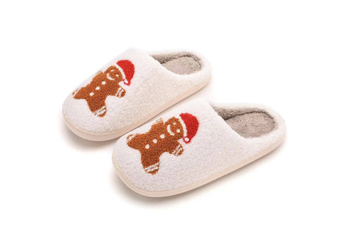 Gingerbread Fuzzy Slippers