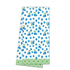 Blueberries with Green Trim Tea Towel