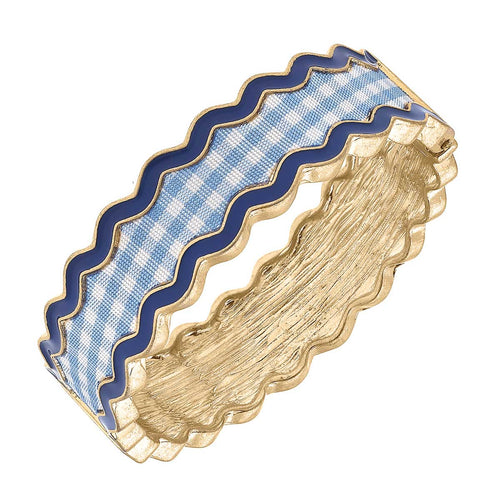 Annalise Gingham Statement Bangle in Blue