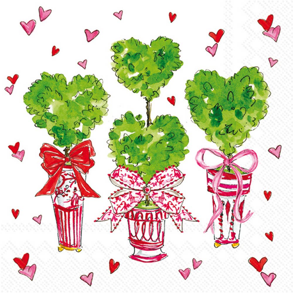 Paper Cocktail Napkin Pack of 20 Heart Topiary