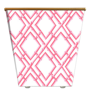 Bamboo Trellis Cachepot - Pink/White