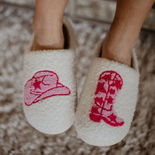 Load image into Gallery viewer, Pink Cowgirl Fuzzy Slippers