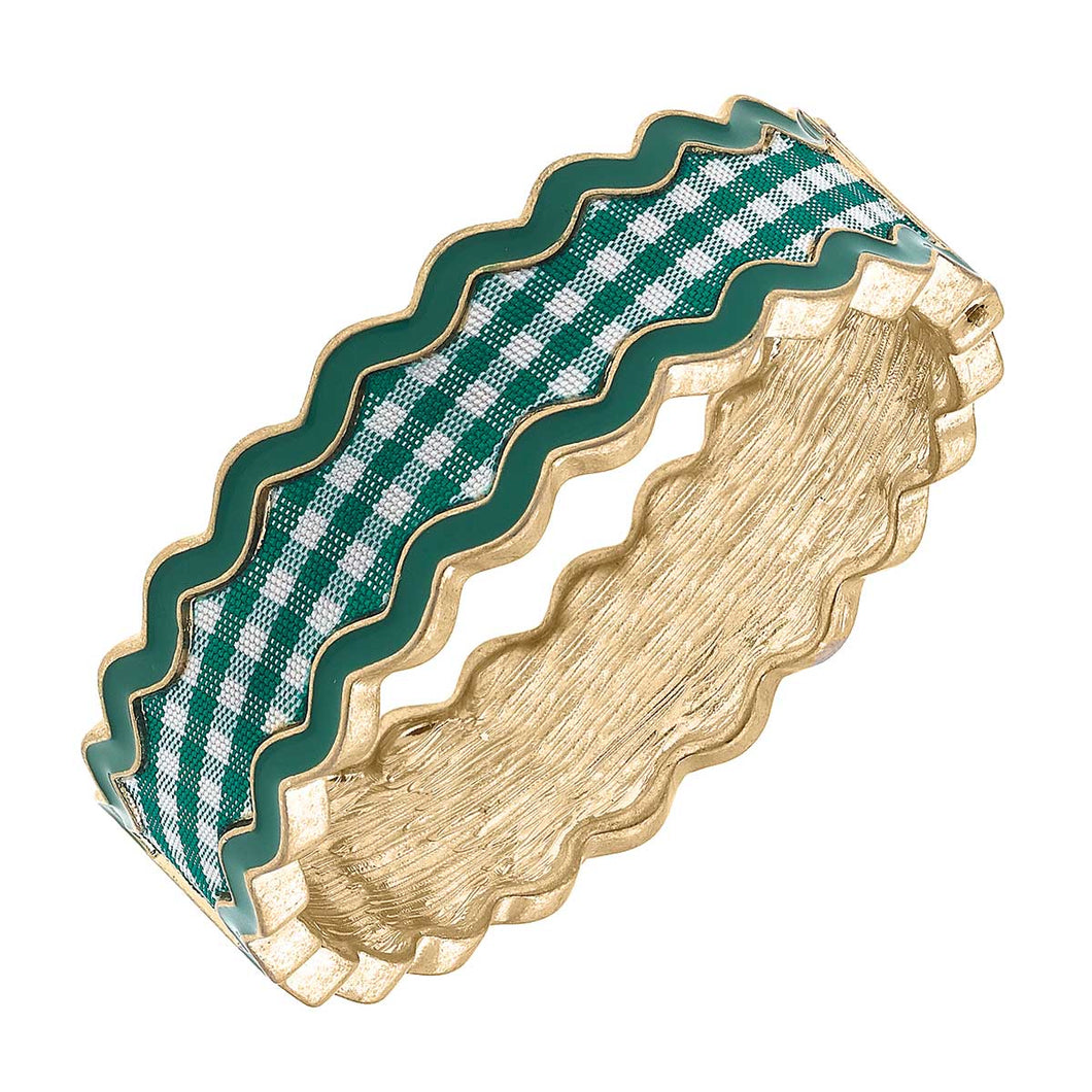 Annalise Gingham Statement Bangle in Green