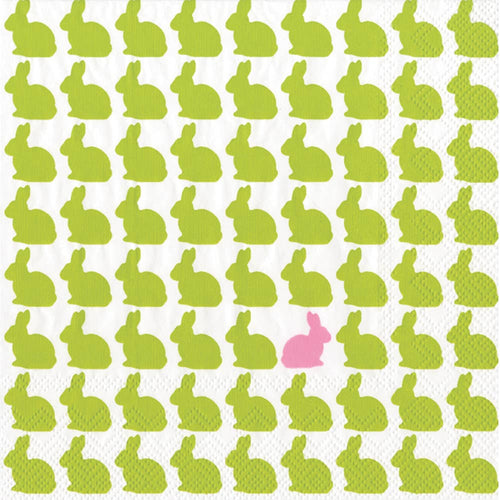 Bunny Parade Paper Cocktail Napkins Lime