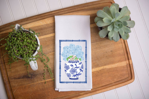 Blue Hydrangea Bouquet Kitchen Waffle Dish Towel