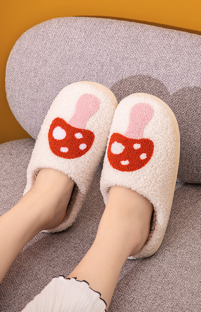 Cartoon Mushroom Slippers - Plush - Rubber - ApolloBox