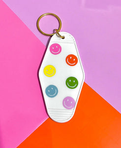 Colorful Smiley Face Motel Keychain