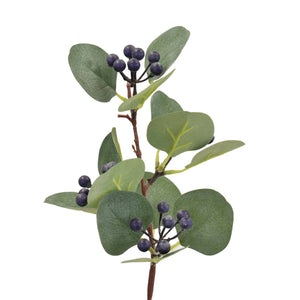 Hued Eucalyptus And Berry Stem - Blue 13.25”
