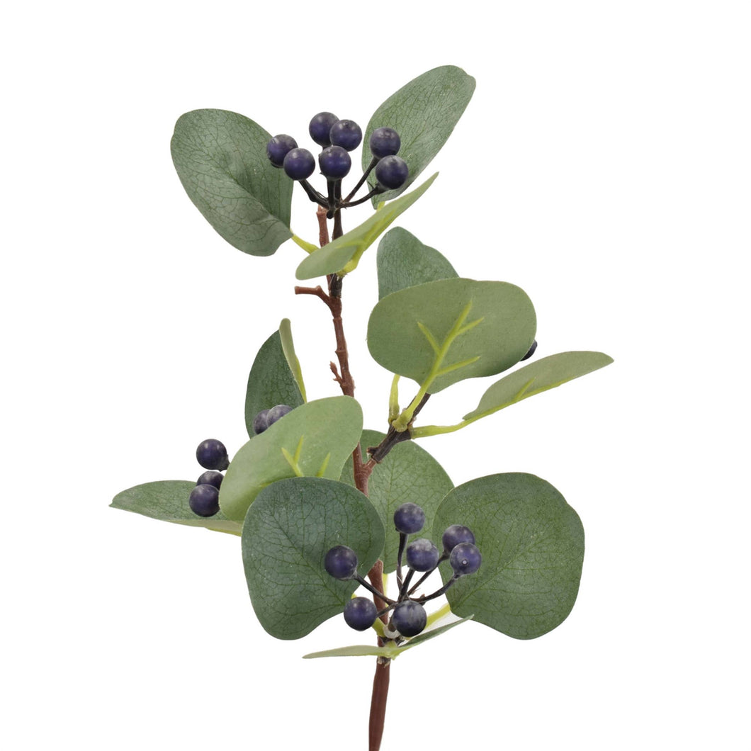 Hued Eucalyptus And Berry Stem - Blue 13.25”