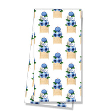 Load image into Gallery viewer, Blue Gingham Pumpkin Topiary Towel