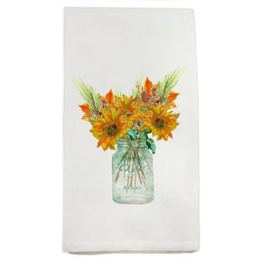 Mason Jar with Fall Flowers Kitchen Towel