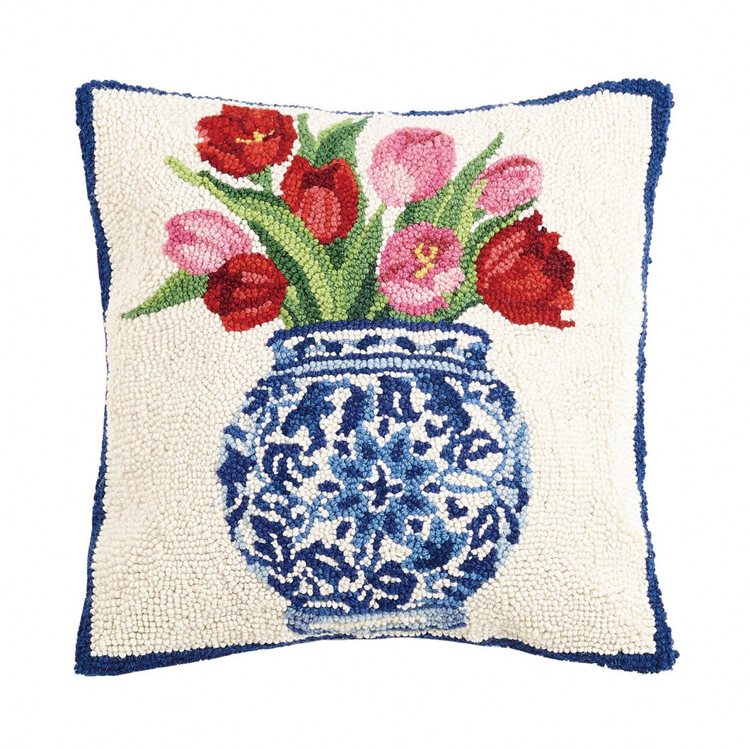 Chinoiserie and Tulips Hook Pillow
